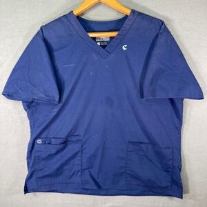 WonderWink‎ XL Mens Everyday Durable Stretch Comfort Scrub Top Navy Blue